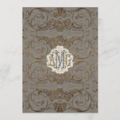 Elegant Antiqued Gold Baroque Custom Monogramed Menu (Voorkant)