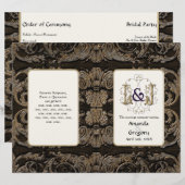 Elegant antiqued Gold Baroque, huwelijksprogramma (Voorkant / Achterkant)