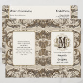 Elegant antiqued Gold Baroque, huwelijksprogramma (Voorkant / Achterkant)