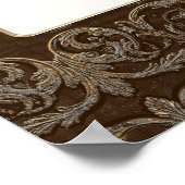 Elegant antiqued Gold Baroque Monogramed Wall Art Poster (Hoek)