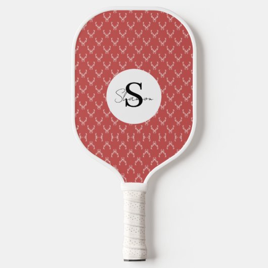 Elegant Antler Monogram Pickleball Paddle (Voorkant)