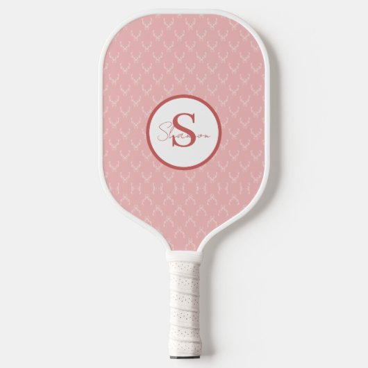 Elegant Antler Monogram Pickleball Paddle (Voorkant)