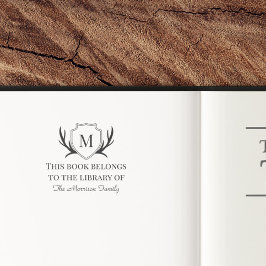 Elegant Antler Shield Monogram Book behoort tot Zelfinktende Stempel