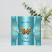 Elegant any Event Party Blauwgroen Blue Gold Butte Kaart (Staand voorkant)