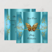 Elegant any Event Party Blauwgroen Blue Gold Butte Kaart (Voorkant / Achterkant)