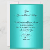 Elegant any Event Party Blauwgroen Paarse Gold Flo Kaart (Achterkant)