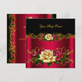 Elegant any Event Party Gold Pinky Red Cream Rozen Kaart (Voorkant / Achterkant)