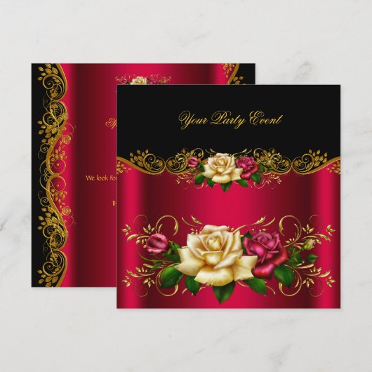 Elegant any Event Party Gold Pinky Red Cream Rozen Kaart (Voorkant / Achterkant)