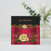 Elegant any Event Party Gold Pinky Red Cream Rozen Kaart (Staand voorkant)