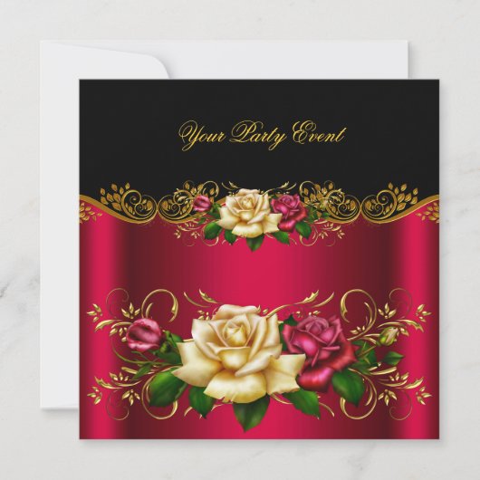 Elegant any Event Party Gold Pinky Red Cream Rozen Kaart (Voorkant)