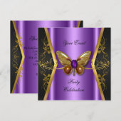 Elegant any Event Party Paars Gold Butterfly Kaart (Voorkant / Achterkant)