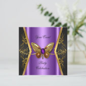 Elegant any Event Party Paars Gold Butterfly Kaart (Staand voorkant)