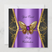 Elegant any Event Party Paars Gold Butterfly Kaart (Voorkant)