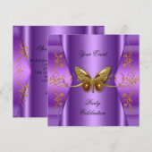 Elegant any Event Party Paars Gold Butterfly Kaart (Voorkant / Achterkant)