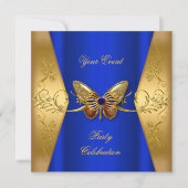 Elegant any Event Party Royal Blue Gold Butterfly Kaart (Voorkant)