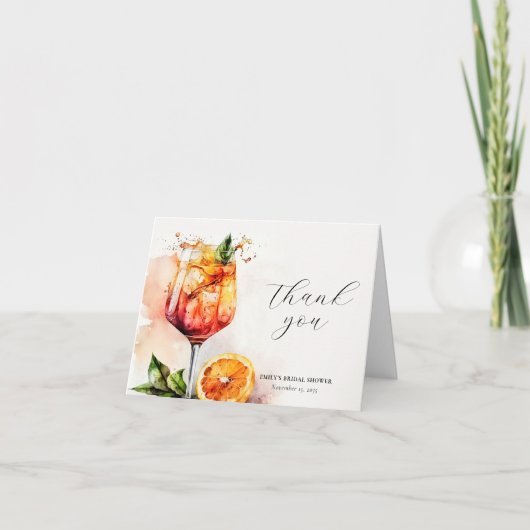 Elegant Aperol Spritz Vrijgezellenfeest Bedankkaart (Voorkant)