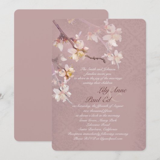 Elegant Apple Blossom Wedding Uitnodiging (Voorkant / Achterkant)