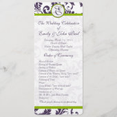 Elegant Apple Green Trim Lapis Paars Damask Programmakaart (Voorkant)