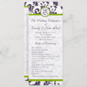 Elegant Apple Green Trim Lapis Paars Damask Programmakaart (Voorkant / Achterkant)