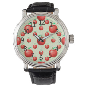 Elegant Apples Pattern Honeycomb Achtergrond   Horloge