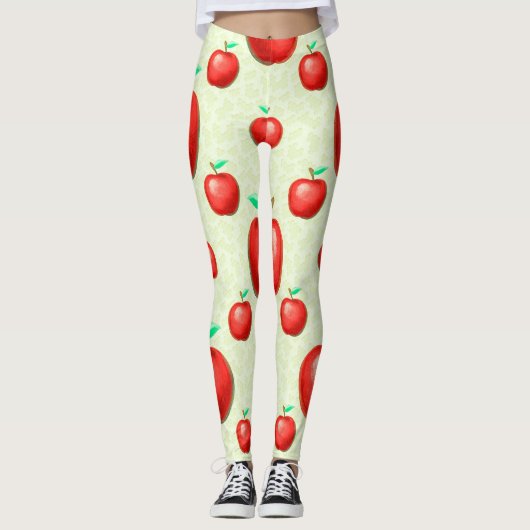 Elegant Apples Pattern Honeycomb Achtergrond | Leggings (Voorkant)