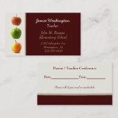 Elegant Apples Visitekaartje van leraar Afsprakenkaartje (Voorkant / Achterkant)