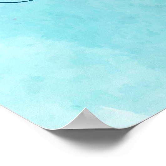 Elegant Aqua Beach Bruiloft repetitie diner bord Poster (Hoek)