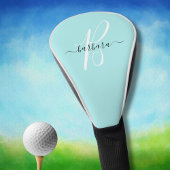 Elegant Aqua Blauw Blauwgroen Monogram Initiaal Na Golfheadcover