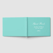 Elegant Aqua Blauw en Wit Bruiloft Gastenboek (Volledig)