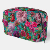 Elegant  aqua blauw Floral monogram Accursor Toilettasje (Rechterhoek)