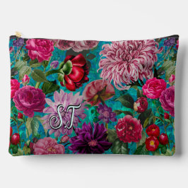 Elegant  aqua blauw Floral monogram Etui