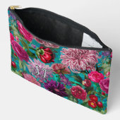 Elegant  aqua blauw Floral monogram Etui (Open)