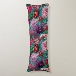 Elegant  aqua blauw Floral monogram Lichaamskussen