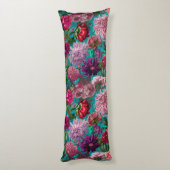 Elegant  aqua blauw Floral monogram Lichaamskussen (Achterkant (Verticaal))