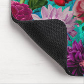 Elegant  aqua blauw Floral monogram Muismat (Hoek)