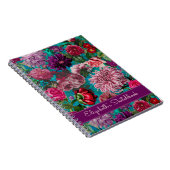 Elegant  aqua blauw Floral monogram Notitieboek (Rechterzijde)