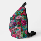 Elegant aqua blauw Floral monogram Sling Bag (Rechterhoek)