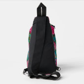 Elegant aqua blauw Floral monogram Sling Bag (Achterkant)