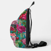 Elegant aqua blauw Floral monogram Sling Bag (Rechts)