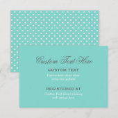 Elegant Aqua Blauwe Trouw Bruidsdouche Register Informatiekaartje (Voorkant / Achterkant)