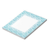 Elegant Aqua Blauwgroen Blue Calligraphic Damask Notitieblok (Linkerzijde)