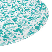 Elegant Aqua Blauwgroen Damask Swirl Scroll Snijplank (Hoek)