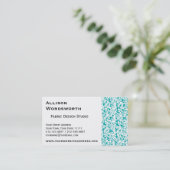 Elegant Aqua Blauwgroen Damask Swirl Scroll Visitekaartje (Staand voorkant)