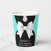 Elegant Aqua Blauwgroen Fancy Glam Tiffany Baby sh Papieren Bekers (Achterkant)