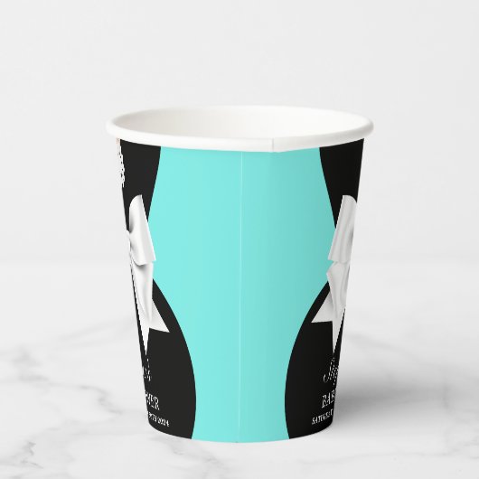 Elegant Aqua Blauwgroen Fancy Glam Tiffany Baby sh Papieren Bekers (Rechts)