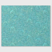 Elegant Aqua Blauwgroen gegraveerd Faux leder Cadeaupapier (Vlak)