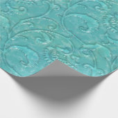 Elegant Aqua Blauwgroen gegraveerd Faux leder Cadeaupapier (Hoek)
