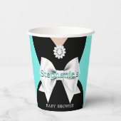 Elegant Aqua Blauwgroen Glam Tiffany Baby shower Papieren Bekers (Achterkant)