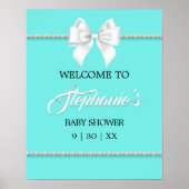 Elegant Aqua Blauwgroen Tiffany Baby shower Welkom Poster (Voorkant)