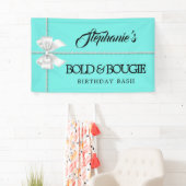 Elegant Aqua Blauwgroen Tiffany Thema Verjaardagsf Spandoek (Insitu)